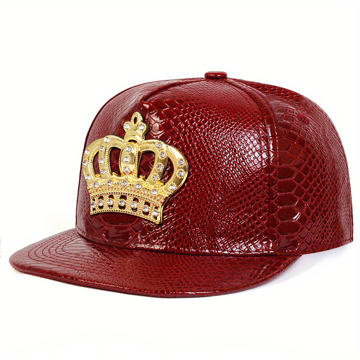 Crown Metal Label Hip Hop Hat European And American PU Leather Flat Eaves Cap