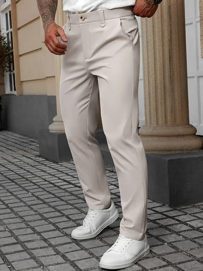 Men's Solid Color Business Trousers Casual Versatile Trousers
