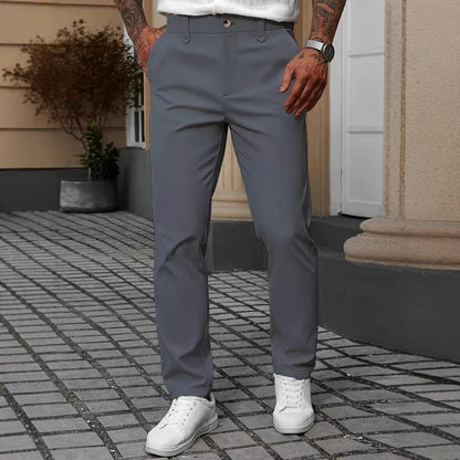 Men's Solid Color Business Trousers Casual Versatile Trousers