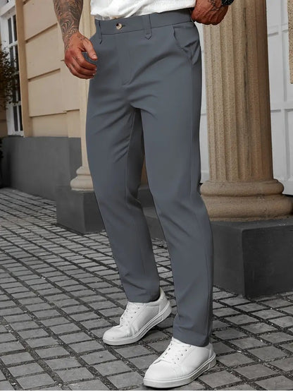 Men's Solid Color Business Trousers Casual Versatile Trousers