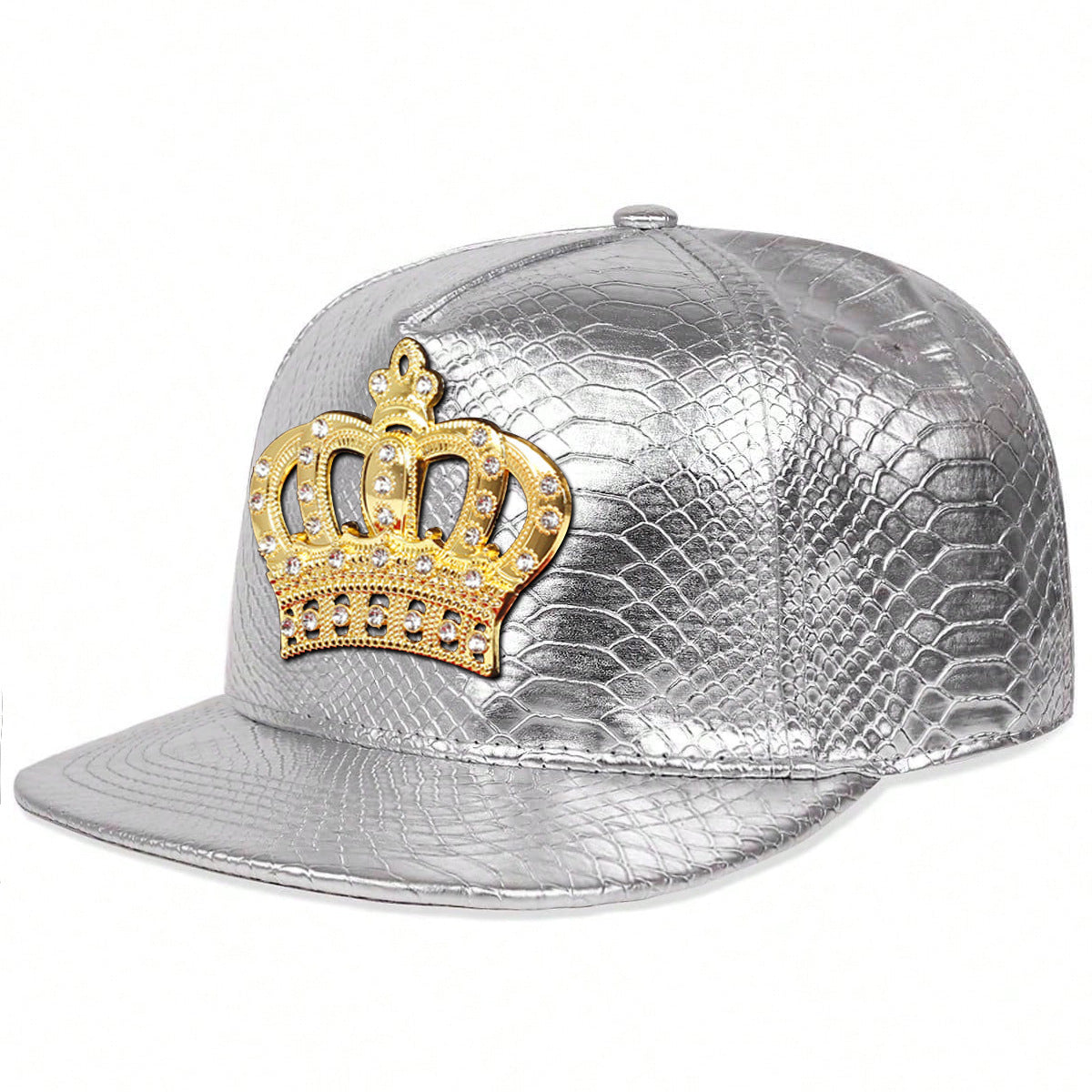 Crown Metal Label Hip Hop Hat European And American PU Leather Flat Eaves Cap